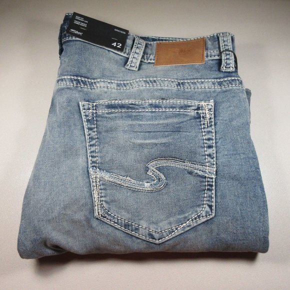 Silver Jeans Mens Dark Wash Distressed 